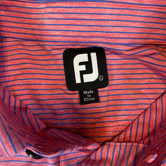 FootJoy Mens Golf Polo Pink Blue Stripes Kenwood Country Club Large L - Picture 4 of 8